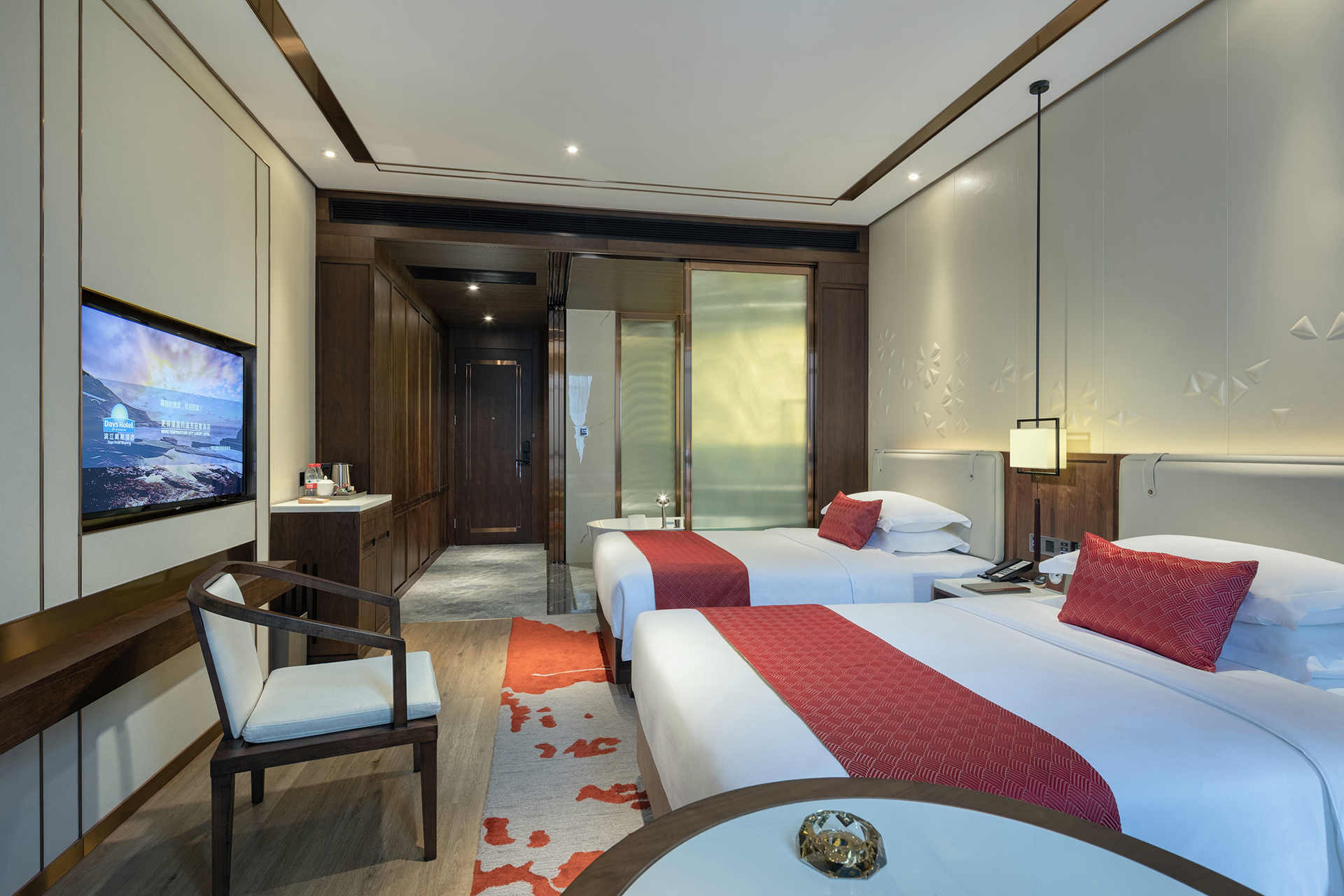 港式风格酒店设计,滨江区新中式风格装潢效果图