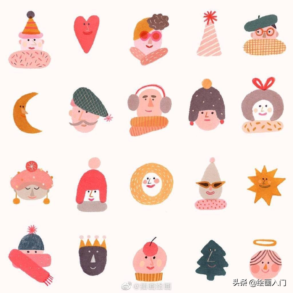 可爱温馨的手绘风插画,色彩鲜艳线条简单的插画