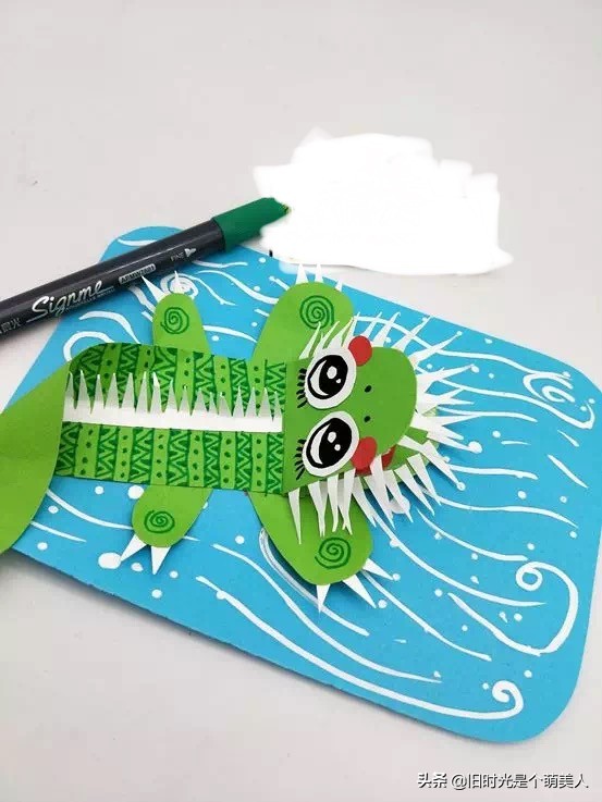 简单画大鳄鱼,儿童画大鳄龟