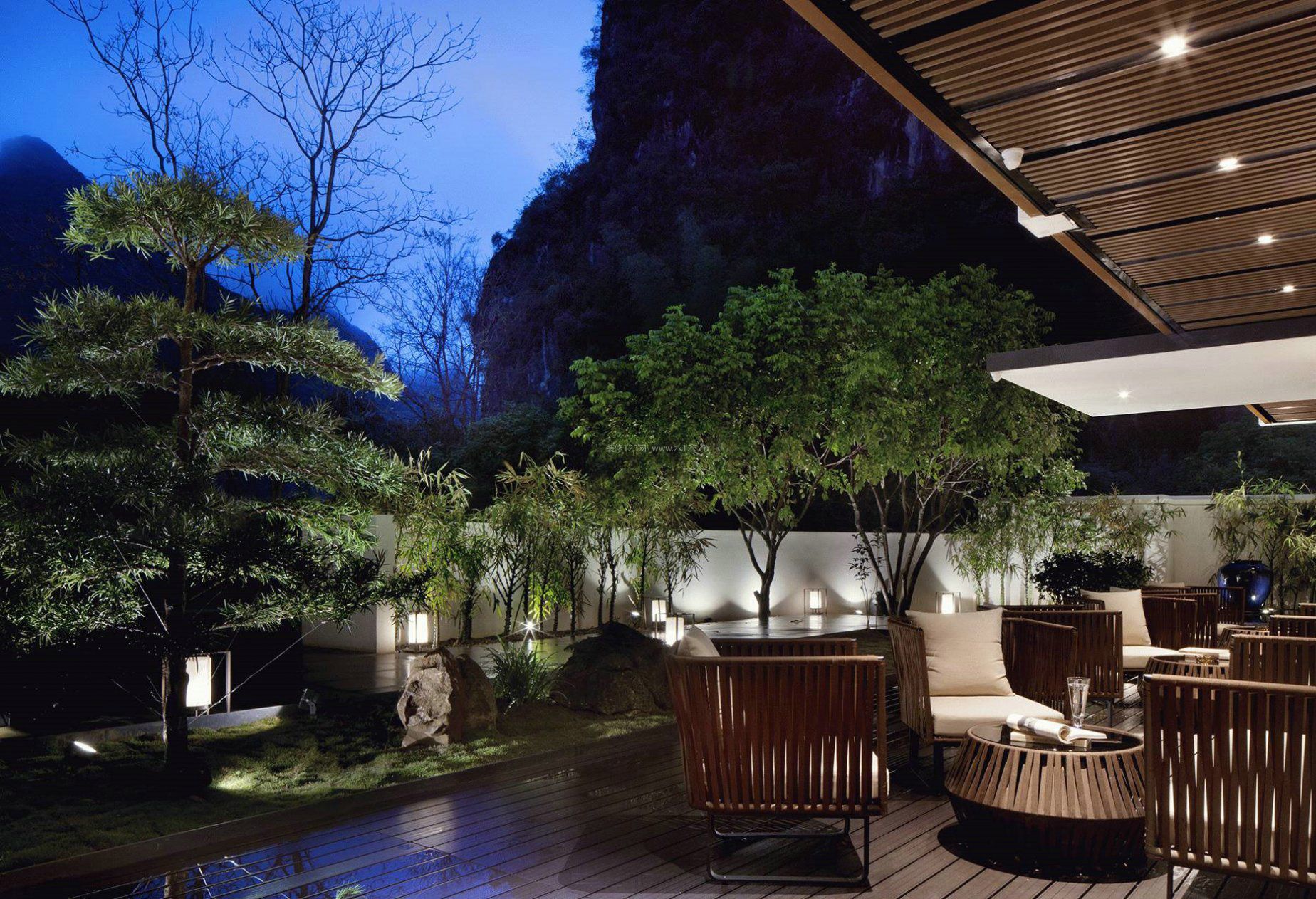 园林景观设计别墅全套,现代风格别墅庭院景观全景