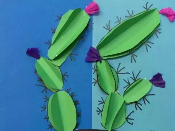 圆形手工制作仙人掌创意废物利用,硬卡纸仙人掌手工制作大全