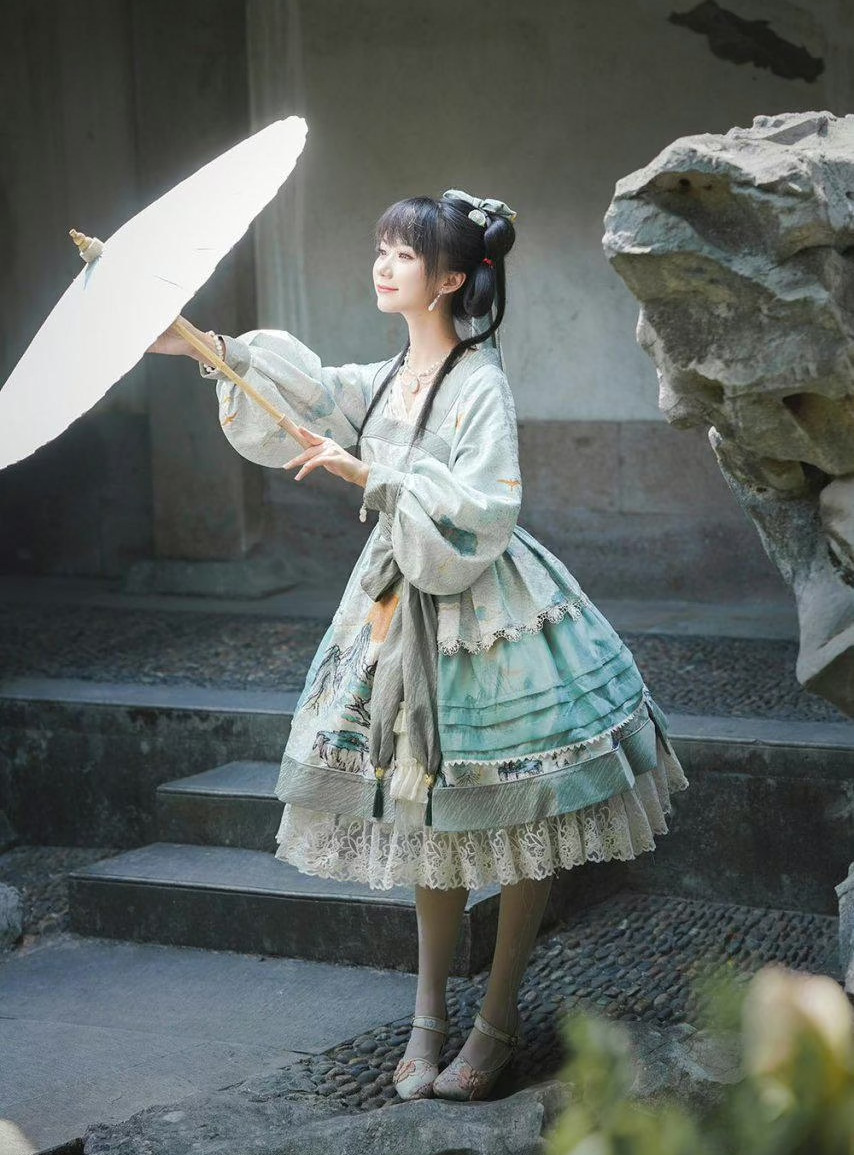 适合高个子的lo裙甜美风,lo裙中国风长裙