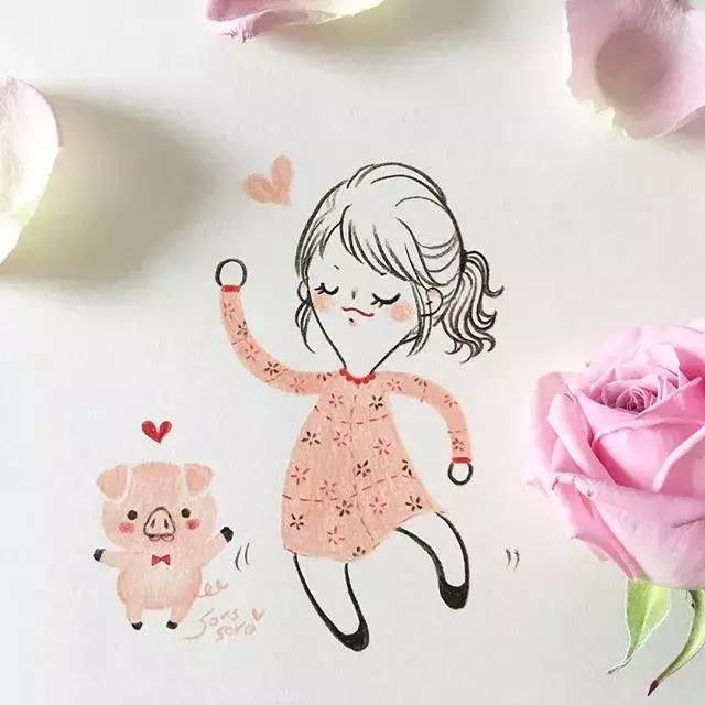 彩铅画古风人物简笔画,彩铅荷花简笔画几分钟就能学会