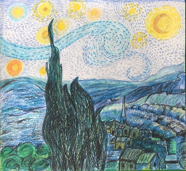 用油画棒画的星空画超级好看,用油画棒画星空不用星空粉