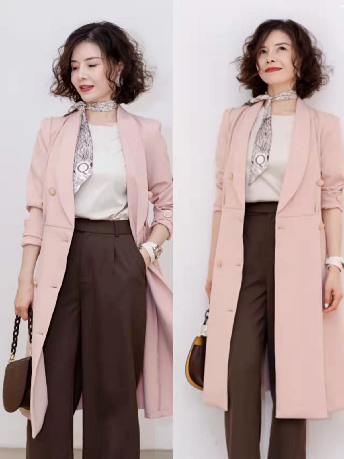 粉红色太减龄阿姨也能穿出少女感,老了才要装嫩粉色裤子粉色鞋子