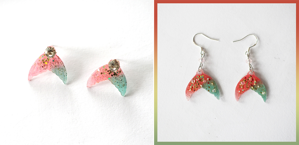 热缩片耳坠教程简单,怎么用热缩片做耳环鱼尾