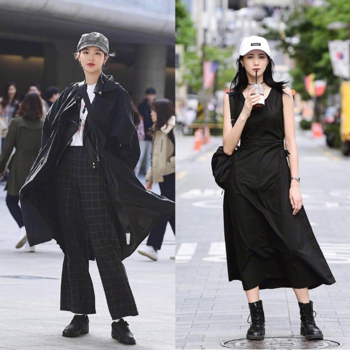 韩国美女明星春季街拍穿搭,一位韩国大妈的街拍穿搭简单