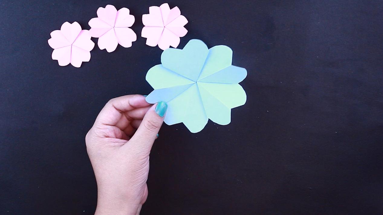 樱花折纸教程一张纸就可以折成,一张纸简单樱花折纸