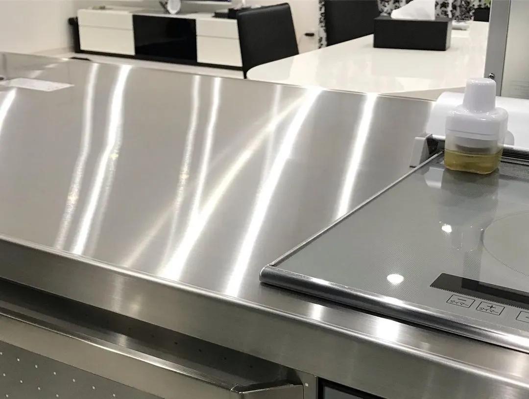 高颜值不锈钢台面橱柜,不锈钢大理石橱柜