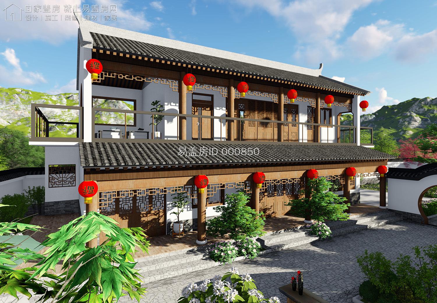 农村仿古自建房灯笼,中式别墅大红灯笼