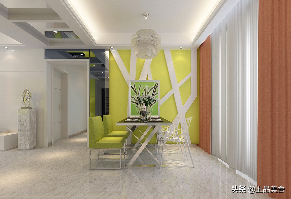 小户型客厅沙发绿色背景效果图,现代简约橙色沙发背景效果图