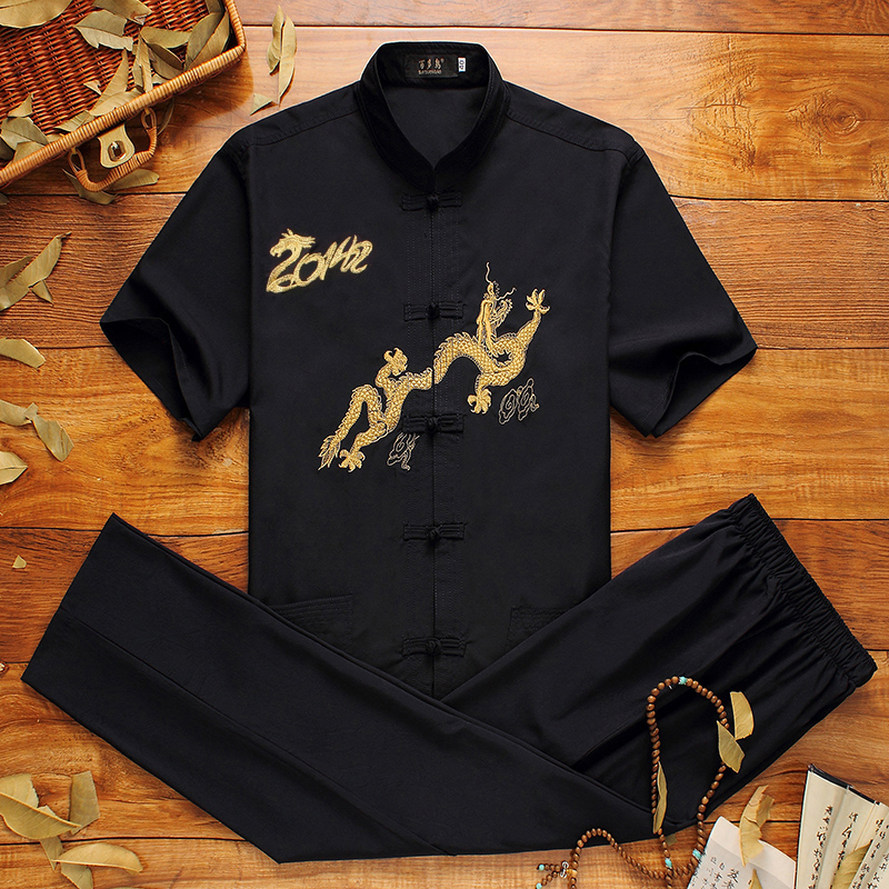 夏季亲子中国风唐装搭配,中式秋冬爸爸唐装