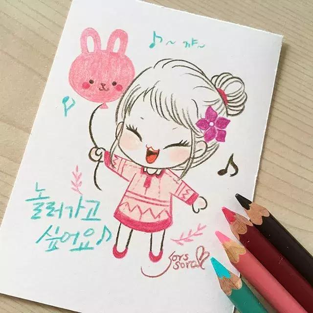 彩铅画古风人物简笔画,彩铅荷花简笔画几分钟就能学会