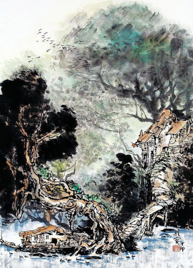 古香古色山水画,岭南风景国画
