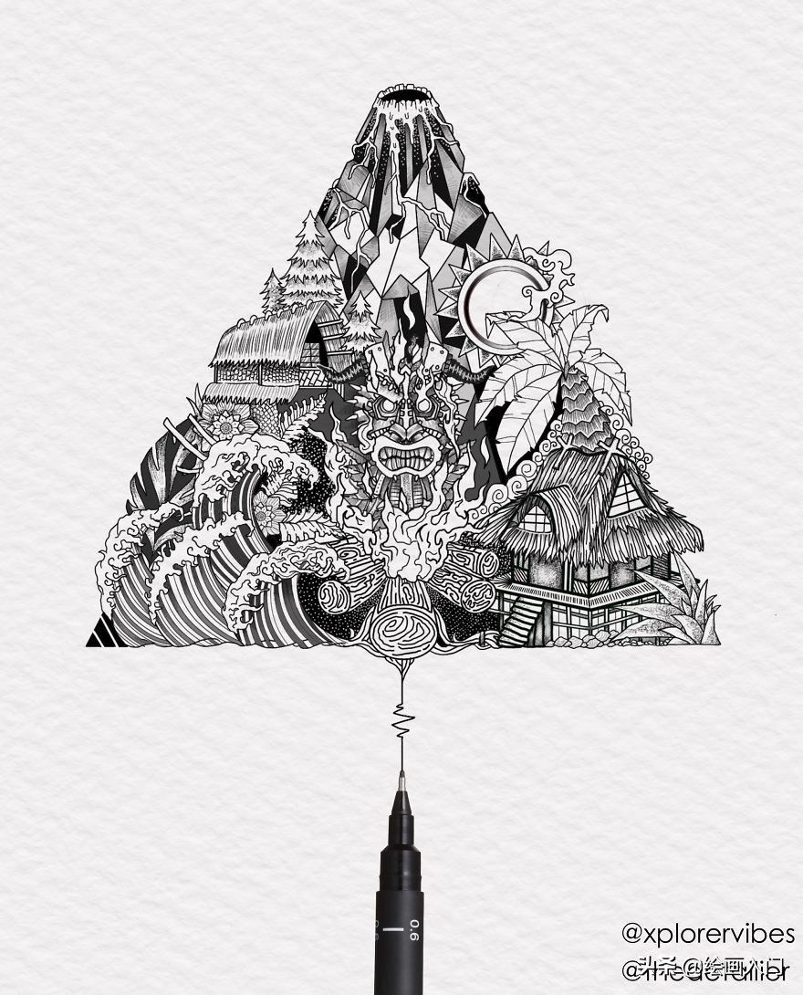 黑白创意手绘插画花素材,黑白创意艺术插画图片