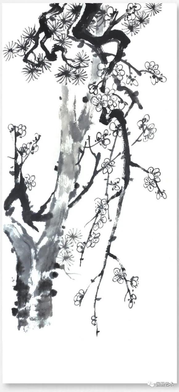 怎样画梅竹松树图片,儿童国画梅花入门画法步骤