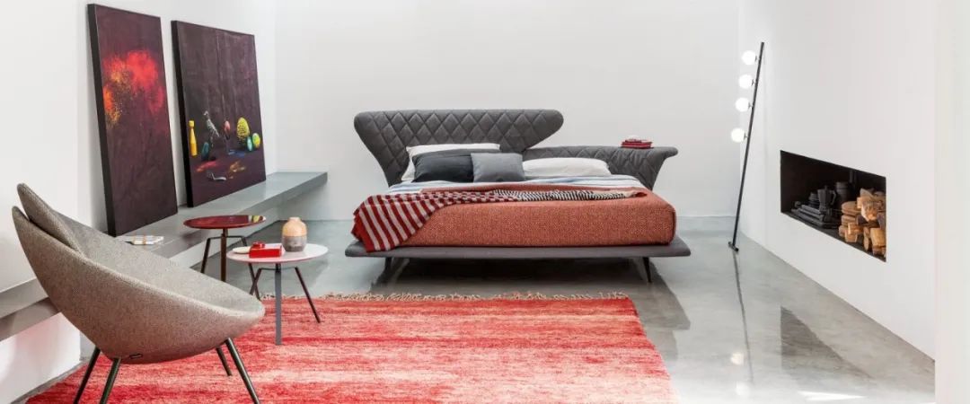 卧室床柜一体效果图,现代简约卧室家具全套