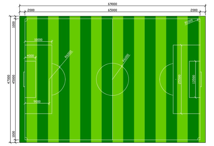 人造草坪足球场设计图纸,标准足球场预制型草皮铺设图纸