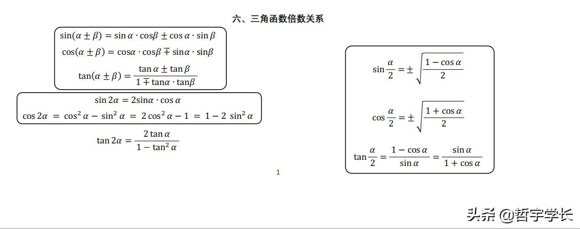 高中理科数学三角函数知识点总结,高中数学理科三角函数知识点总结