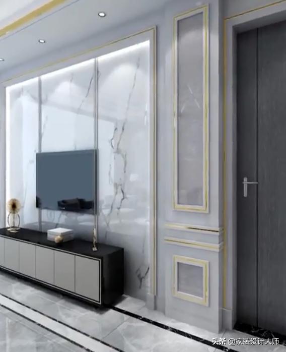 12厘米石膏线装修效果图,2021背景墙石膏线装修风格简单