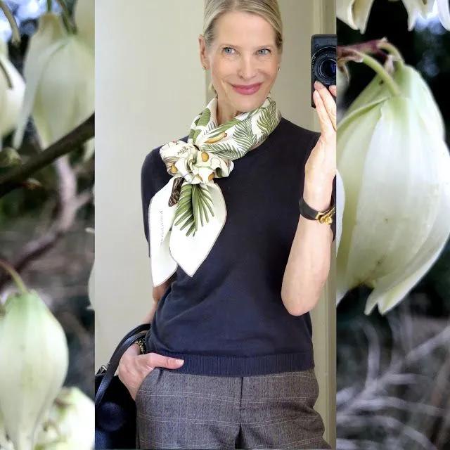 简单到一学就会的丝巾搭配,时尚博主丝巾搭配