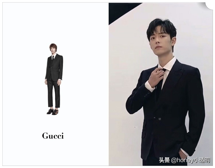 肖战穿gucci海军领外套,肖战淡紫色西装