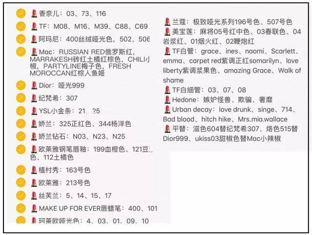 仙女的口红色号,秋冬显白的口红色号