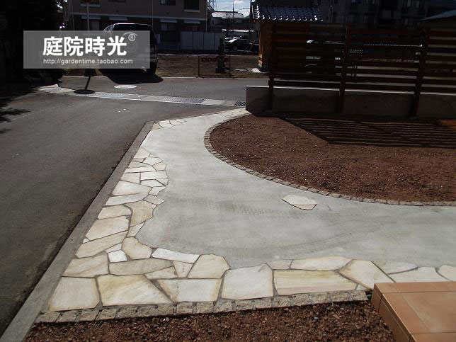 中式庭院古代老石板铺装,庭院铺装样式区域颜色搭配