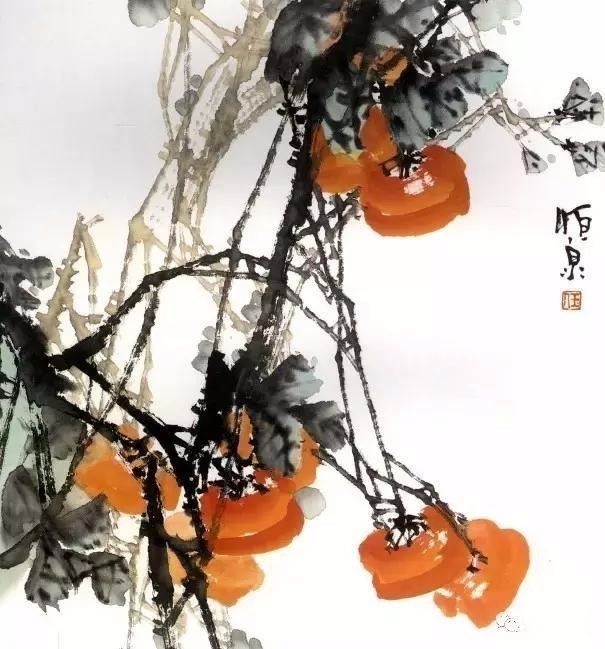 写意柿子叶的画法步骤图,徐湛写意柿子的画法