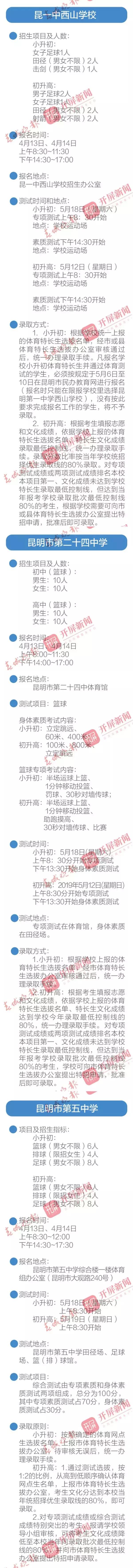 昆明体育特长生,2022年昆明市体育特长生招生明细