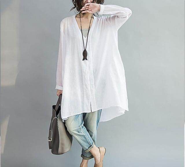 冬季好看的棉麻长袖衫,关于棉麻类的时尚风格的宽松衫