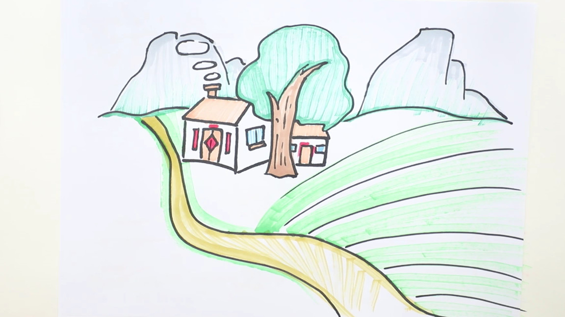 乡村美景怎么画,乡村美景怎么画梯田