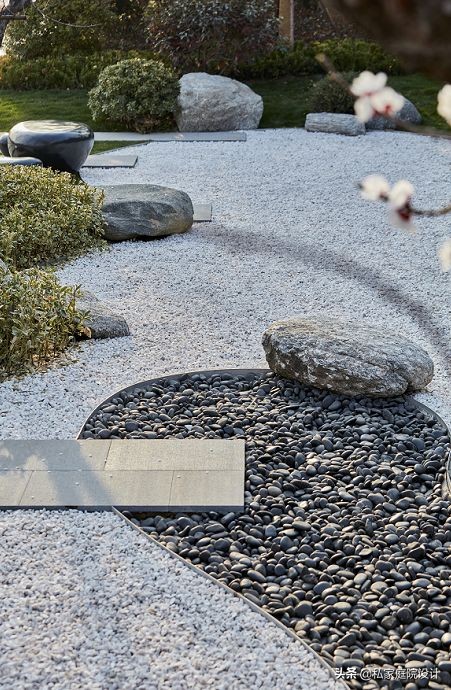 中式庭院石头造景效果图,庭院景观置石技法