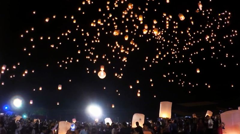 缅甸超大孔明灯,缅甸放飞孔明灯