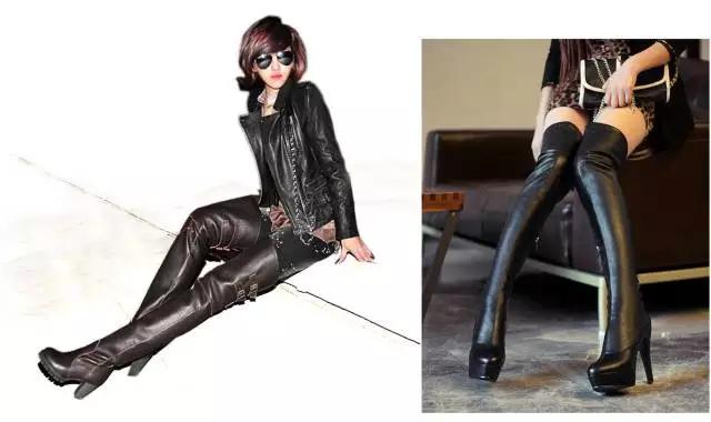 烟灰色牛仔裤怎么搭过膝靴,小香风皮毛外套搭配牛仔裤过膝靴