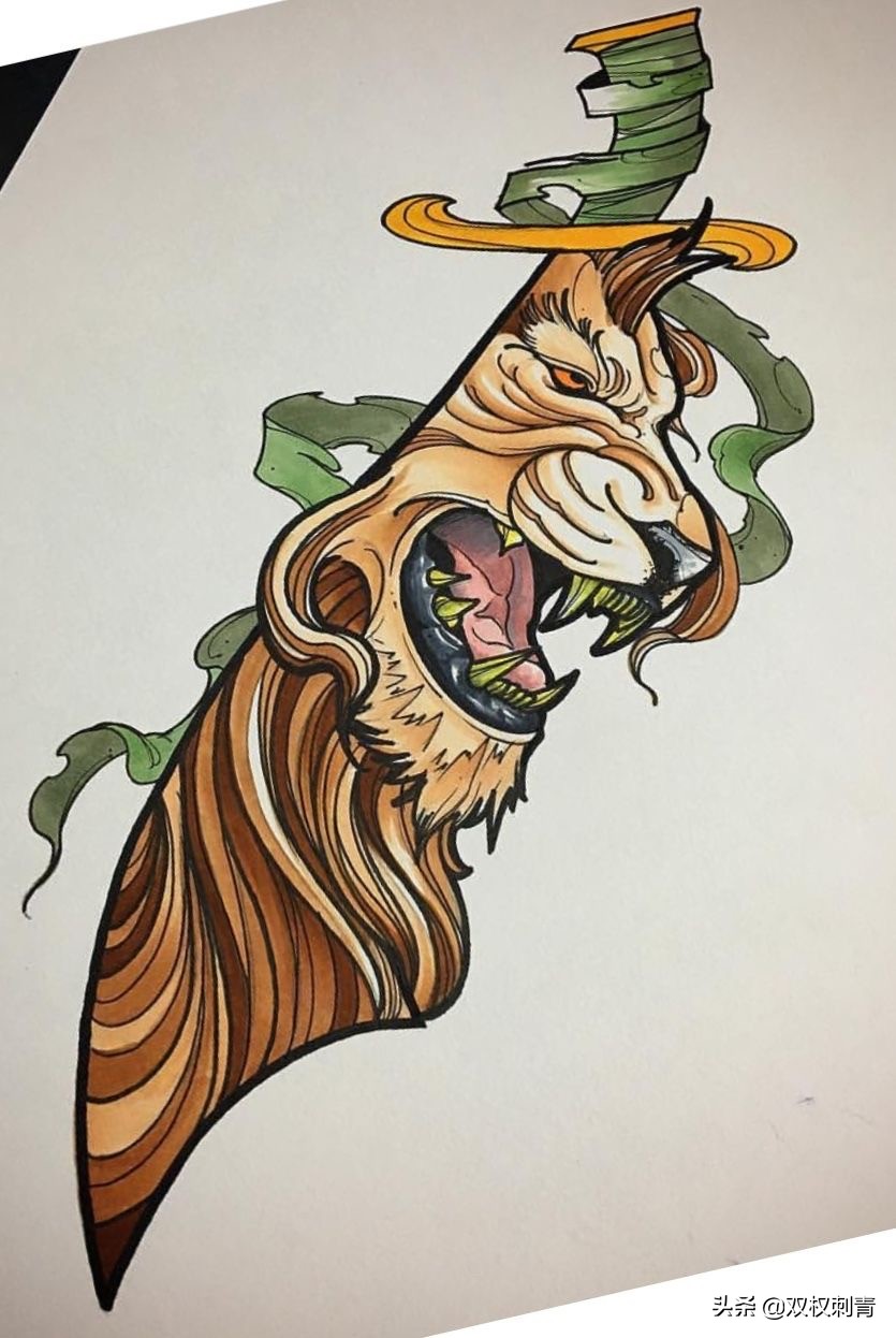 新传统老虎纹身手稿,满背老虎纹身手稿大全