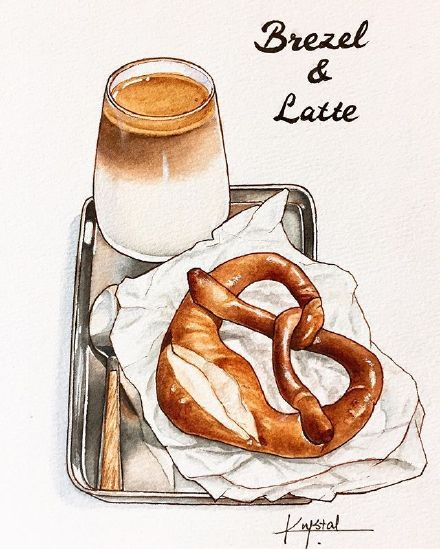 水彩森系小清新插画甜品,手绘治愈系甜品插画