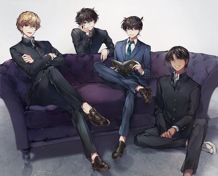 画师笔下的柯南，新一、基德等四大男神齐亮相，颜值无限接近满分