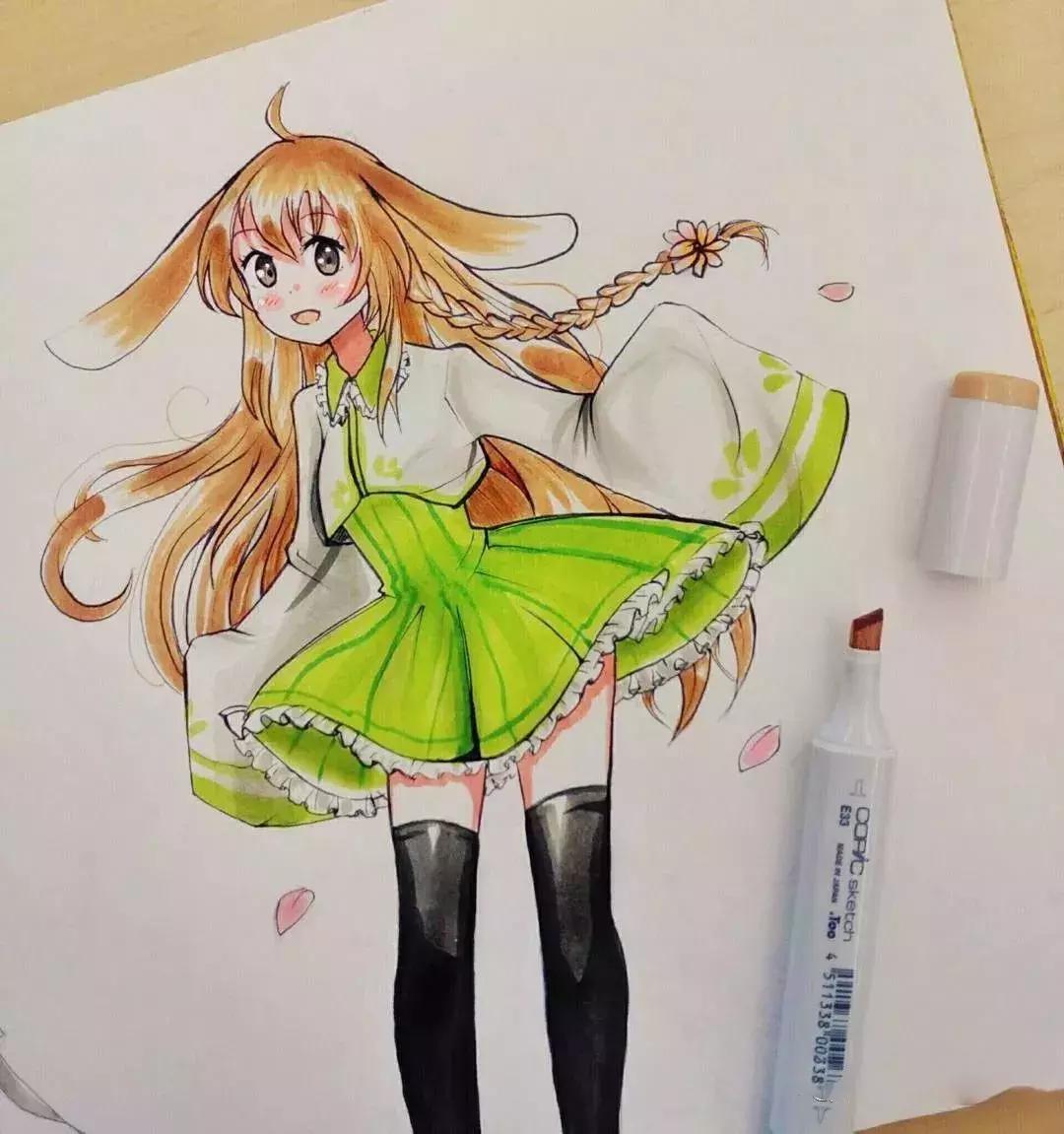 可爱动漫人物手绘马克笔,马克笔好看的动漫人物