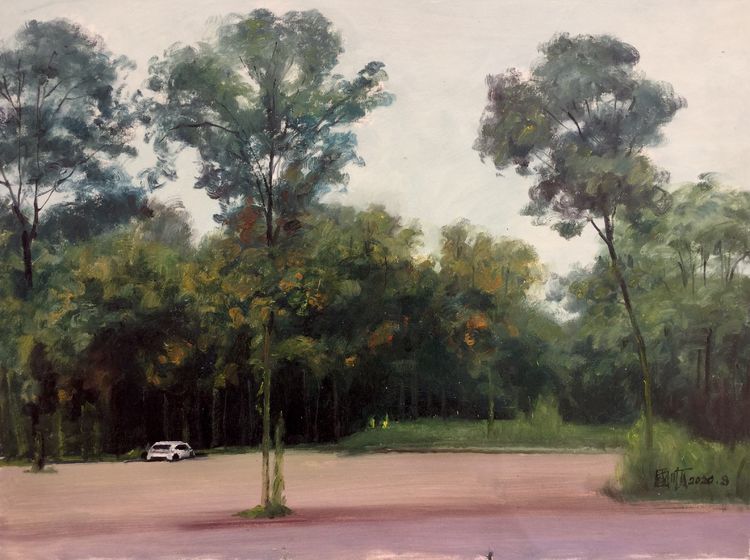 左国顺油画,郭福明的果子沟风景油画作品