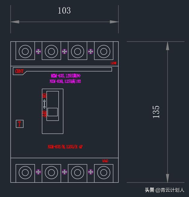 cad断路器模型,正泰塑壳断路器怎么画螺丝孔