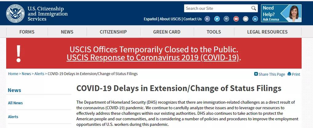 美国移民局签证延期通知,因疫情滞留美国签证问题怎么解决