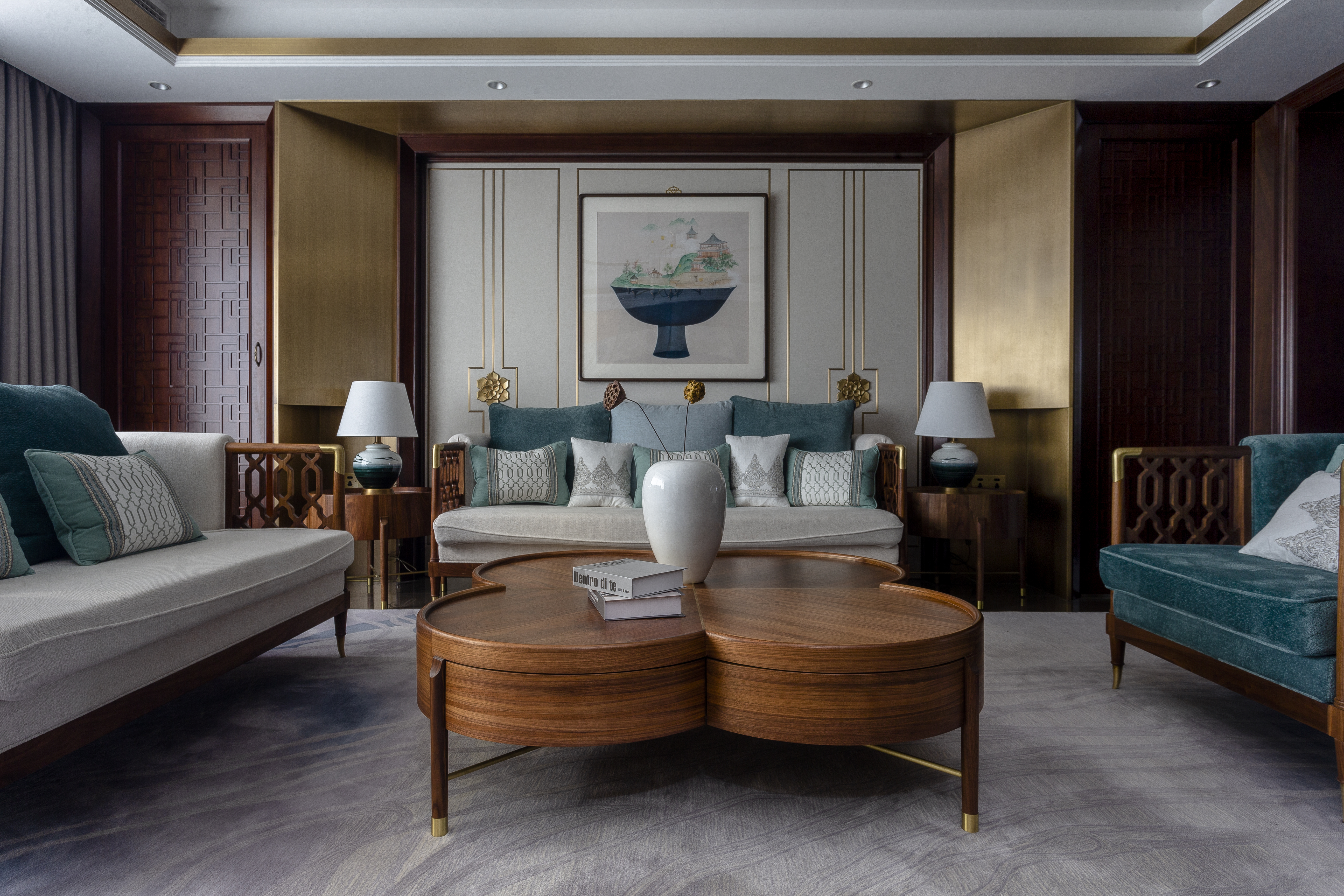 中式装修风格样板房图,桃花源120平中式风格样板房