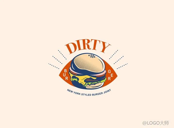 汉堡logo背景设计效果图,汉堡LOGO设计