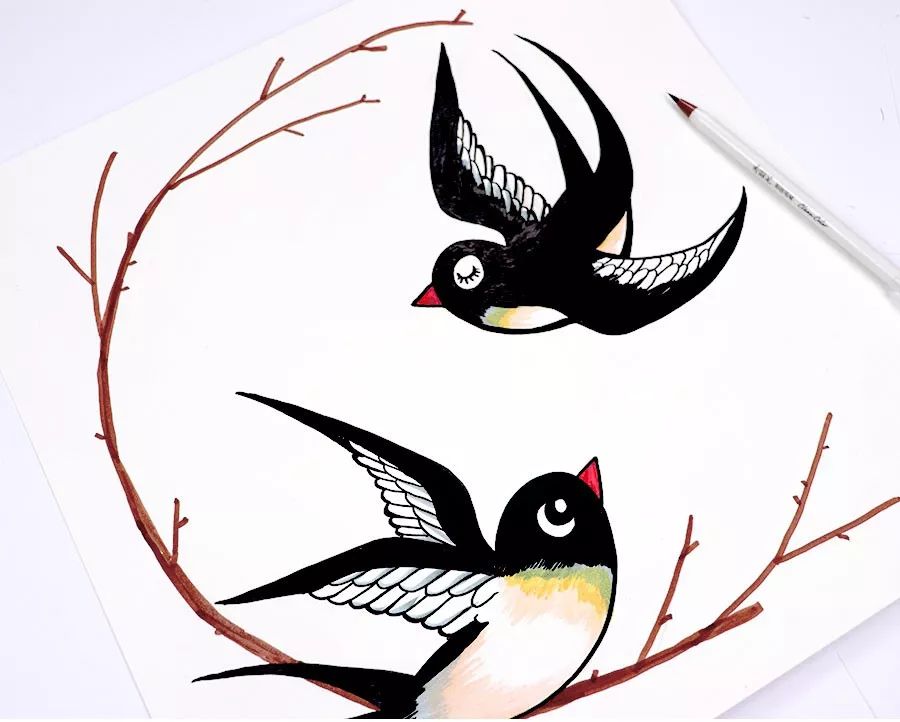 桃花开儿童画,桃花开燕归来的儿童画教案