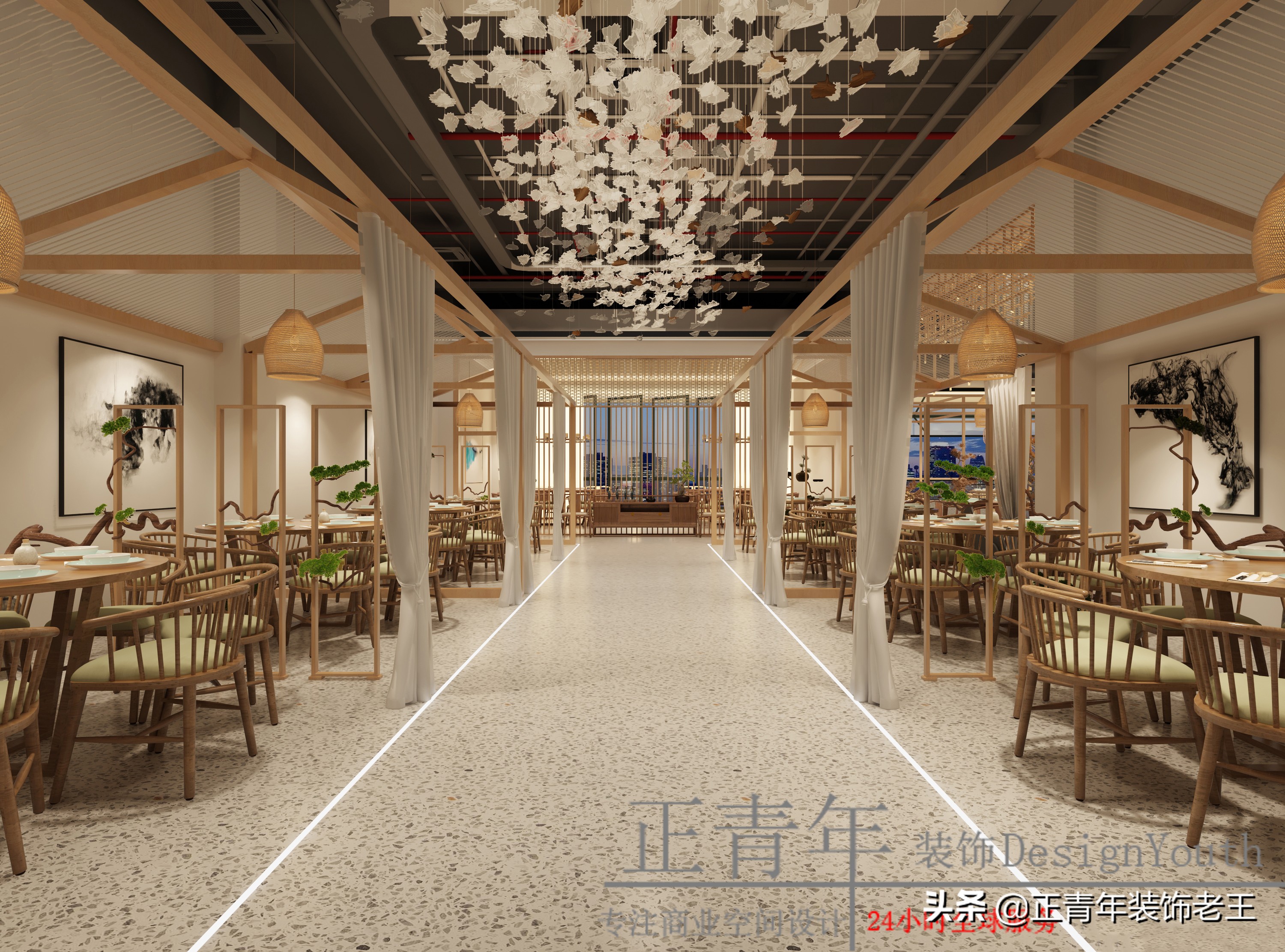 高端新中式风格餐厅装修效果图,中式私房菜餐厅装修效果图