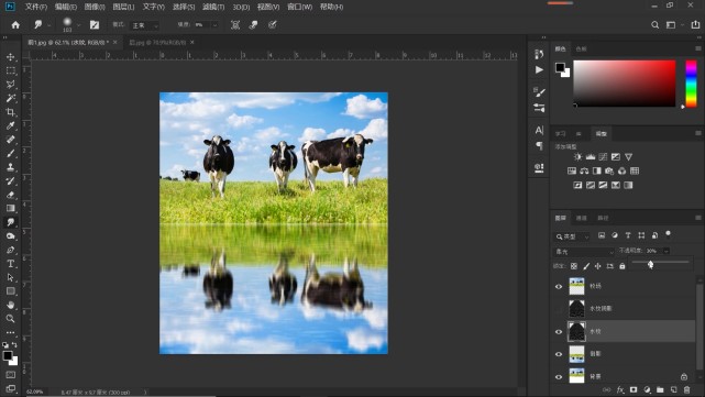 水面倒影ps羽化,ps更换天空加水面倒影