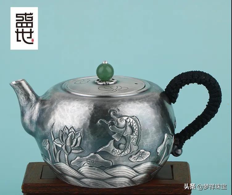 梦祥盛世银酒壶,纯手工高浮雕银壶