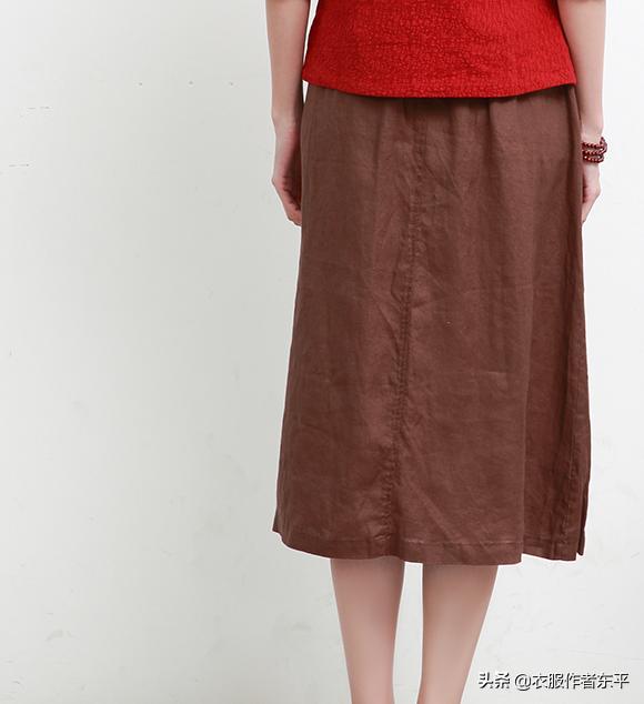 文艺范的松紧腰棉麻半裙，非常简单。小白也可以一试。附裁剪图