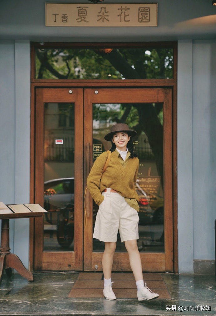 三木开衫搭配,三木同款卡其色毛衣开衫